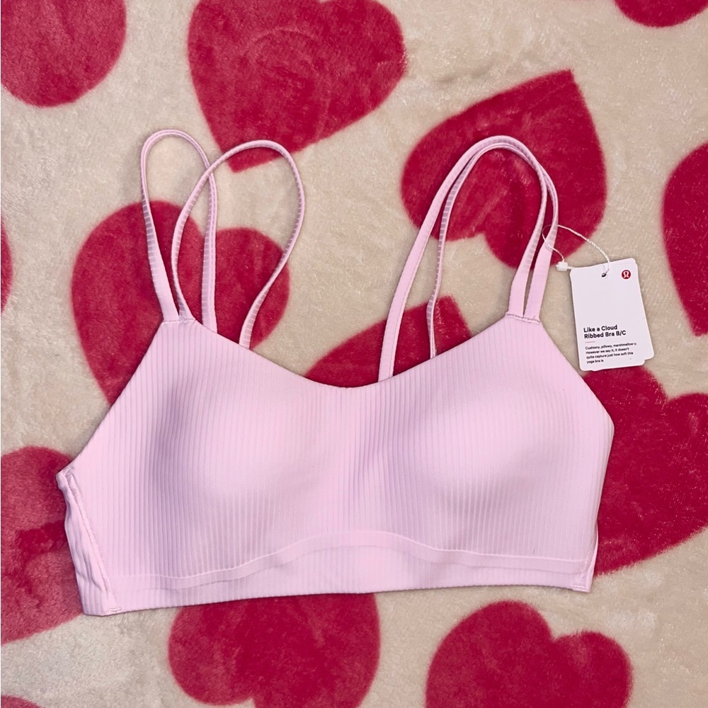 Pink lulu lemon like a cloud ribbed sports bra